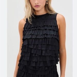 Ulla Johnson Black Layered Ruffle Blouse